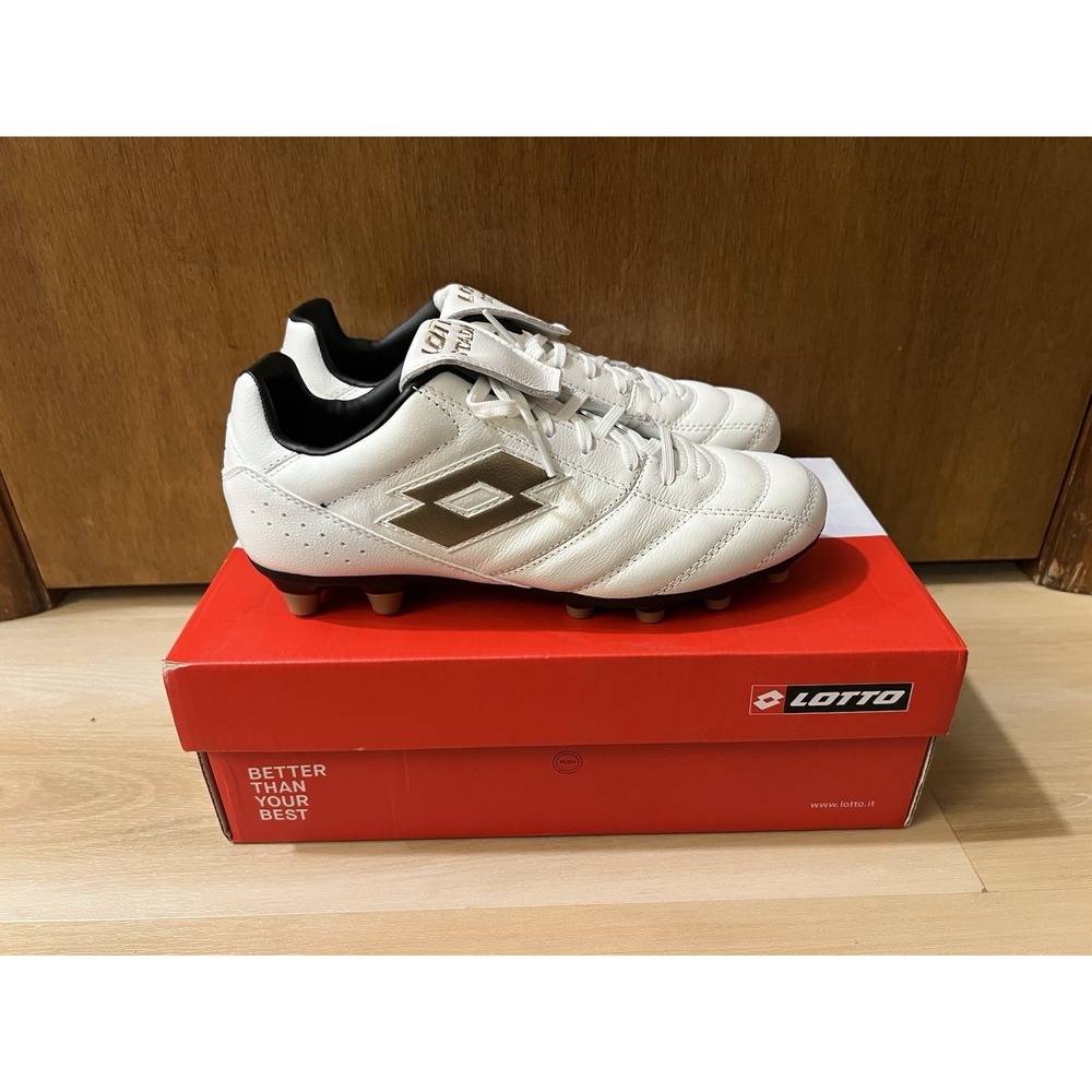 Lotto Stadio Mens White Gold Soccer Cleats Sz 6.5 US New In Box